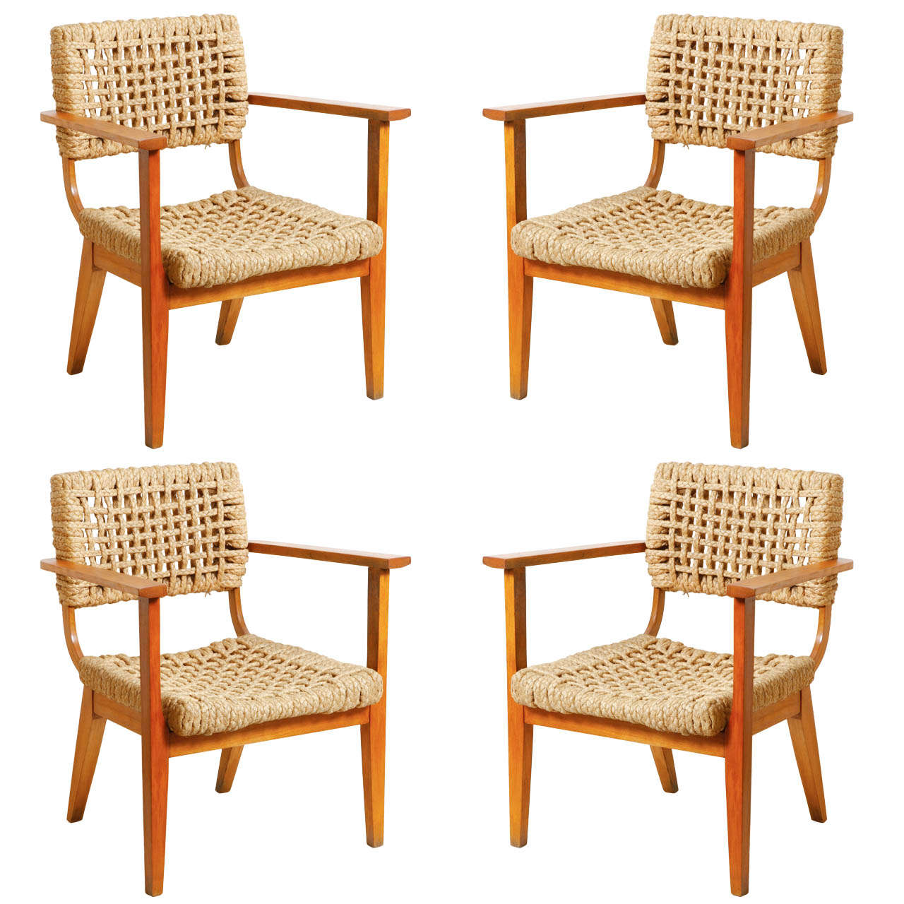 Rare Low Armchairs by Audoux-Minet