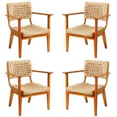 Rare Low Armchairs by Audoux-Minet