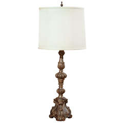 Carved and Silver Gilt Table Lamp