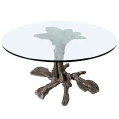 Bronze and Glass-Topped Table by Martine Boileau