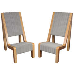 Pair Of Felt High Back Chairs By Matthew Hebert