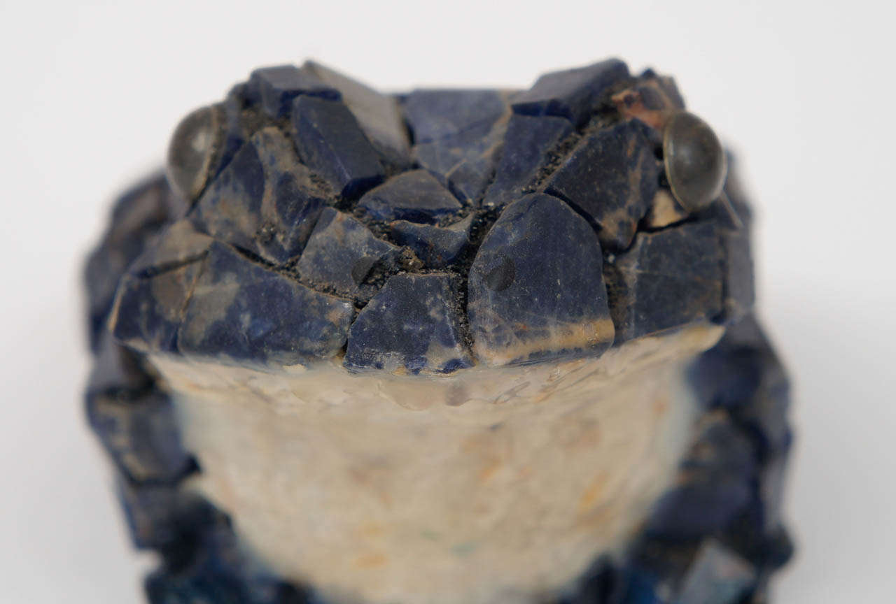 Lapis Lazuli and Crystal Mosaic Frog In Good Condition For Sale In Hudson, NY