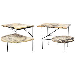 A Pair Of Modernist 1940
s Architectural Iron And Marble Tables
