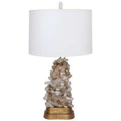 A 1950's Modernist Sculptural Rock Crystal Table Lamp by Carole Stupell