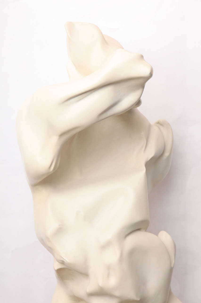 Mid-Century Modern 1960s Italian Futurist Abstract Torso Sculpture and Pedestal