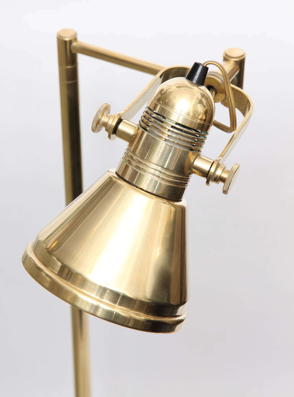 Pair of 1970s Articulated Brass Floor Reading Lamps by Nessen Studio at