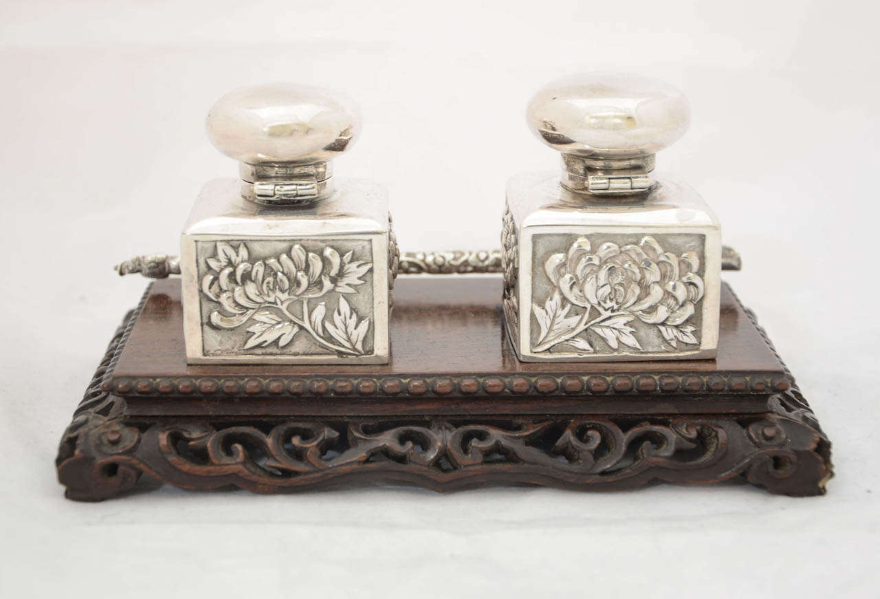 19th Century Chinese Export Silver Inkstand