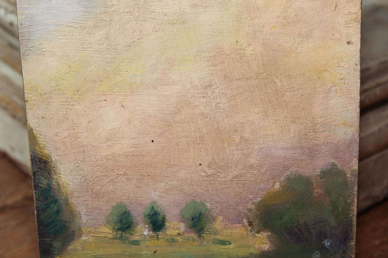 Mid-20th Century pink sky oil on board