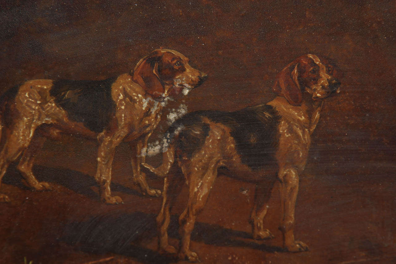 Dutch Painting of Two Dogs In Distressed Condition In Seattle, WA