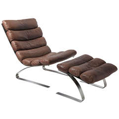 Sinus Lounge Chair 1976 mit Ottomane Entworfen von COR