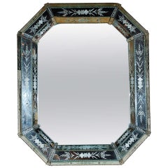 Hand-Etched, Octagonal Venetian Mirror