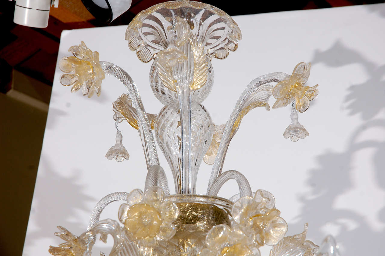 Murano Chandelier with 22k Gold Details 1