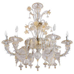 Murano Chandelier with 22k Gold Details