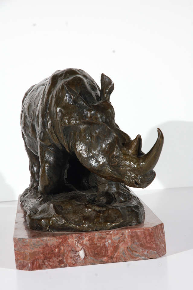 French Bronze Rhino Sculpture