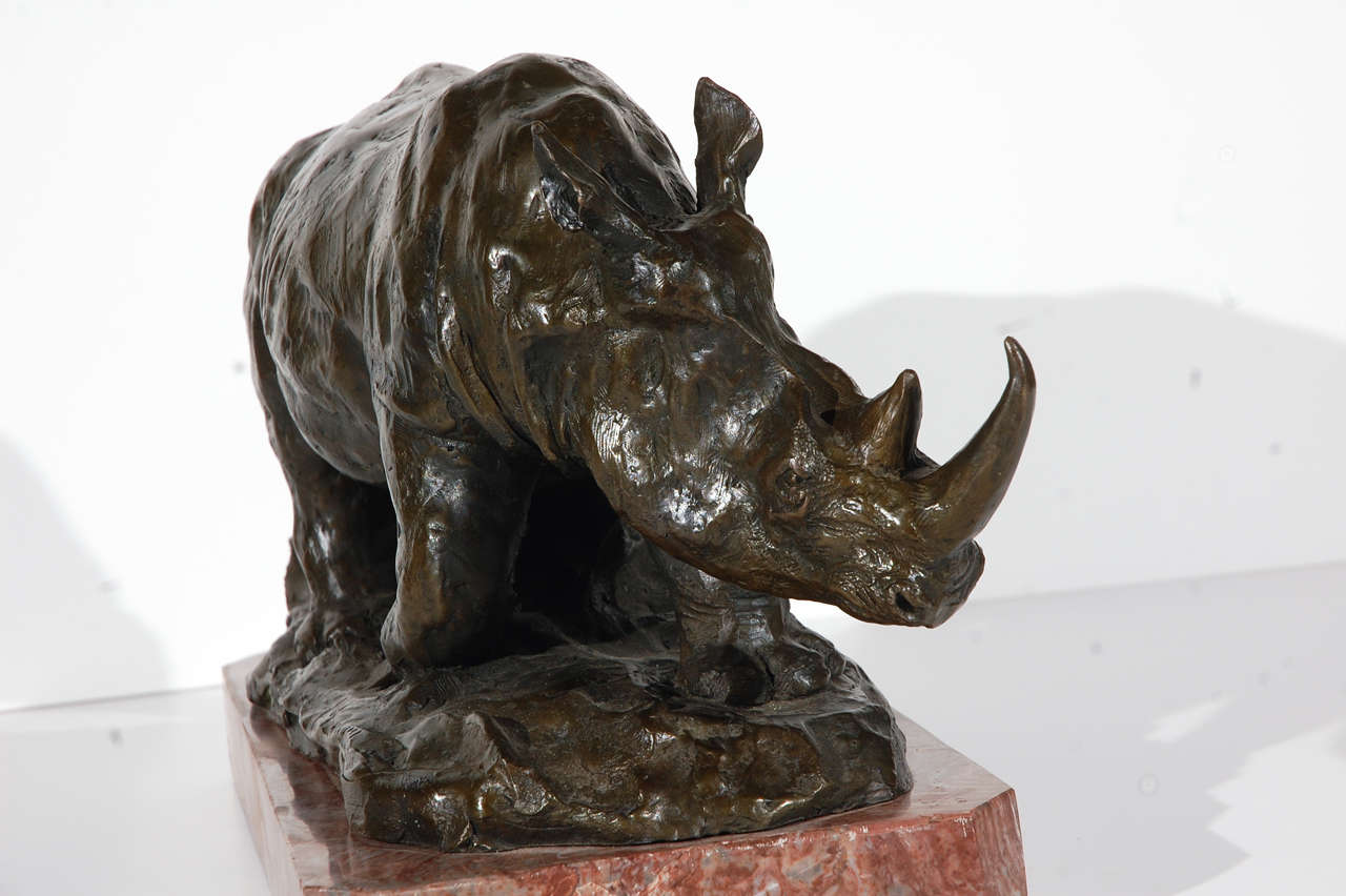 Bronze Rhino Sculpture In Excellent Condition In Newport Beach, CA