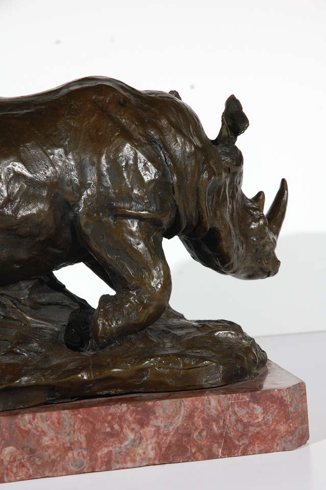 20th Century Bronze Rhino Sculpture