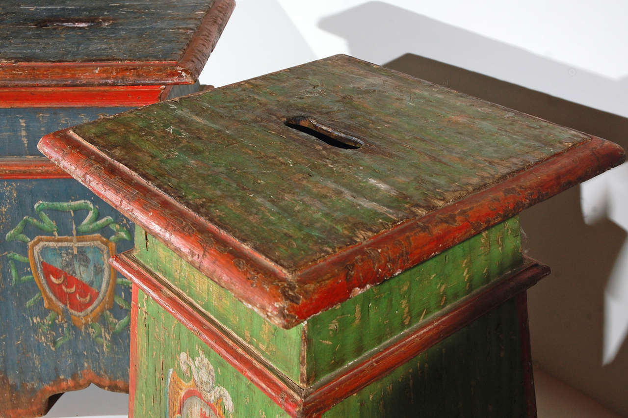 Mid-20th Century Pair of Tuscan, Painted Stools