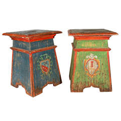 Pair of Tuscan, Painted Stools