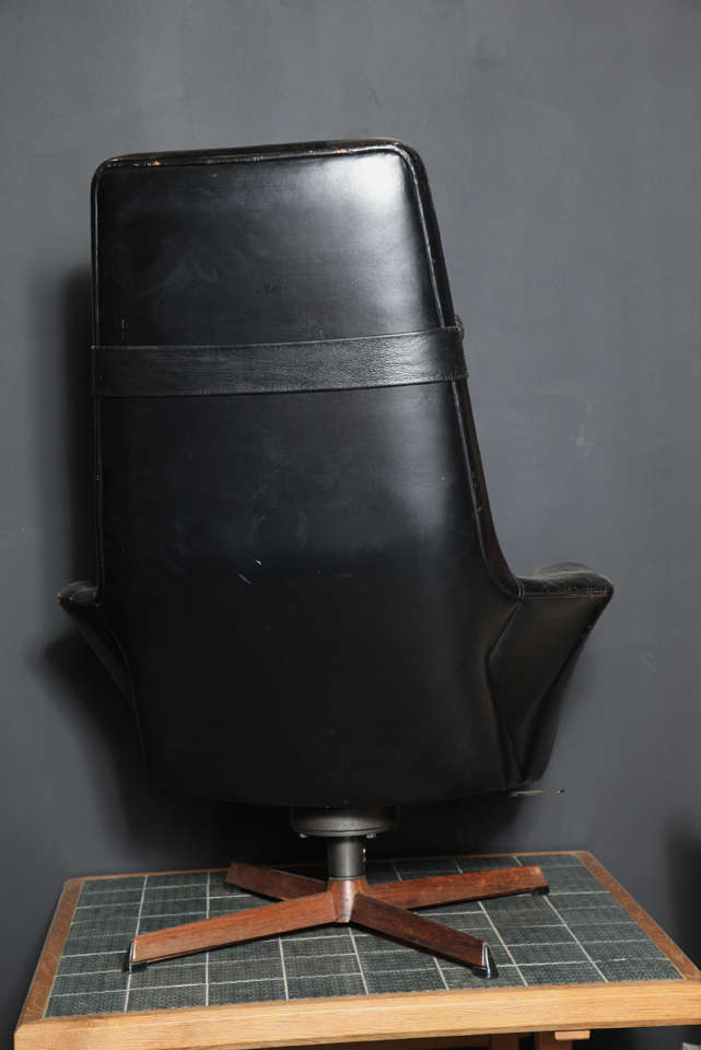Scandinavian Modern Leather Club Chair by H.W. Klein