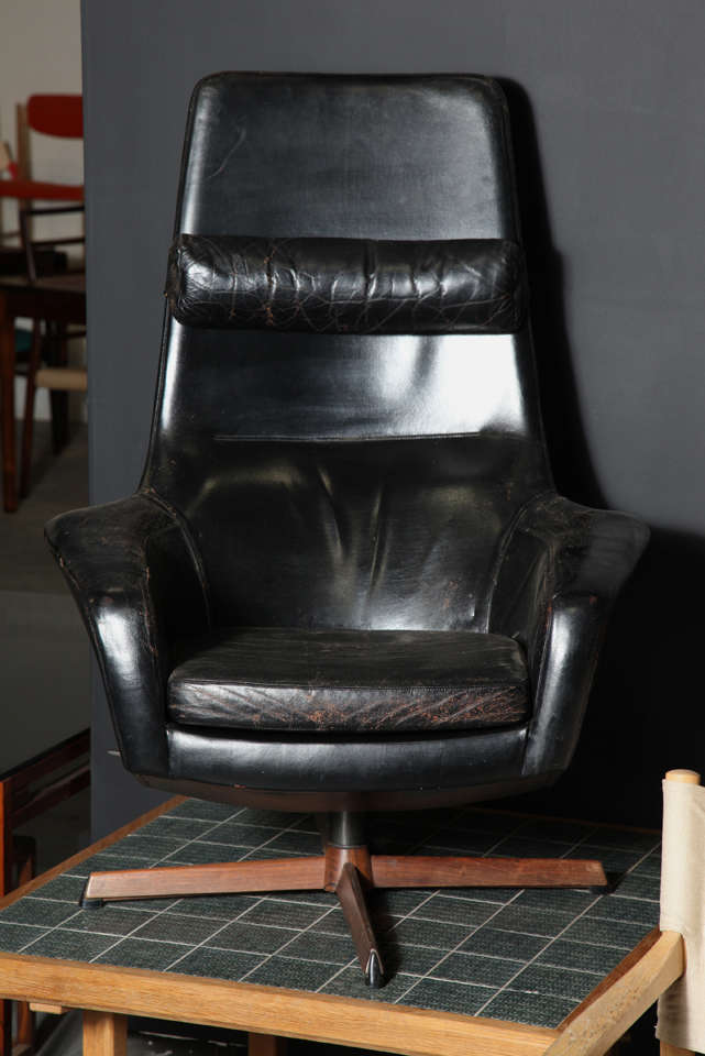 Rosewood Leather Club Chair by H.W. Klein