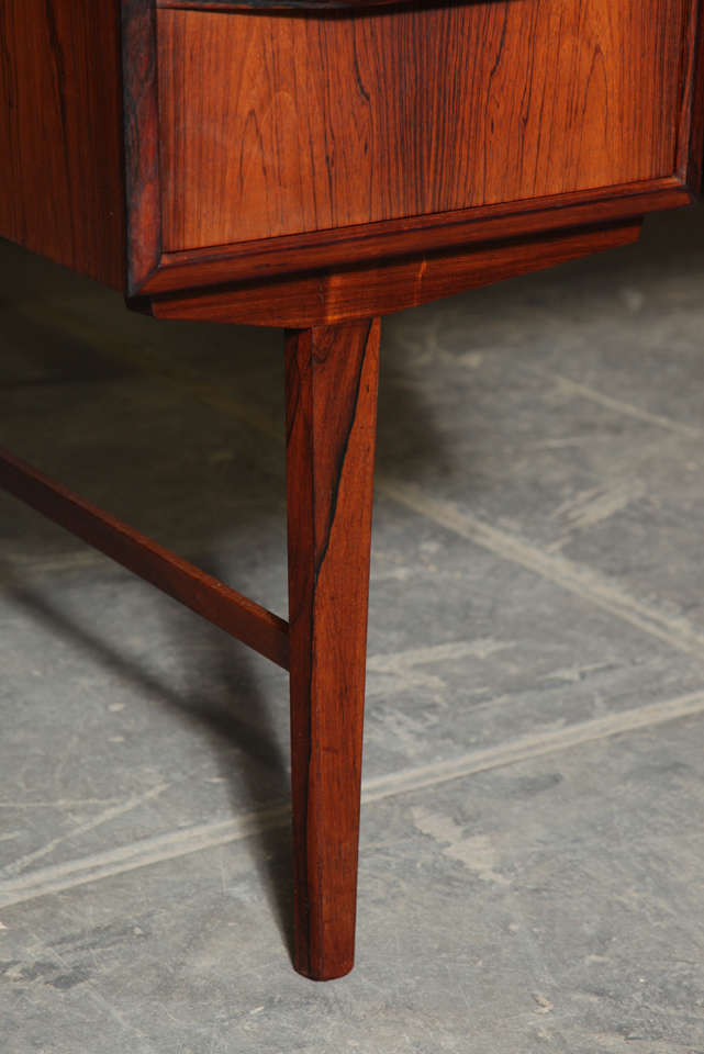 Danish Modern Rosewood Desk with Inset Drawers and Open Shelf 2