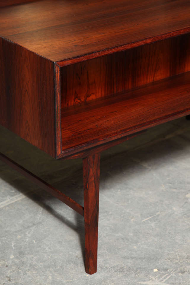 Danish Modern Rosewood Desk with Inset Drawers and Open Shelf 6