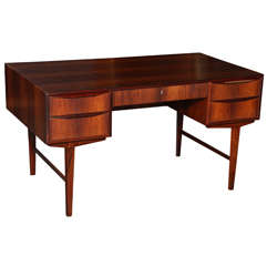 Danish Modern Rosewood Desk with Inset Drawers and Open Shelf
