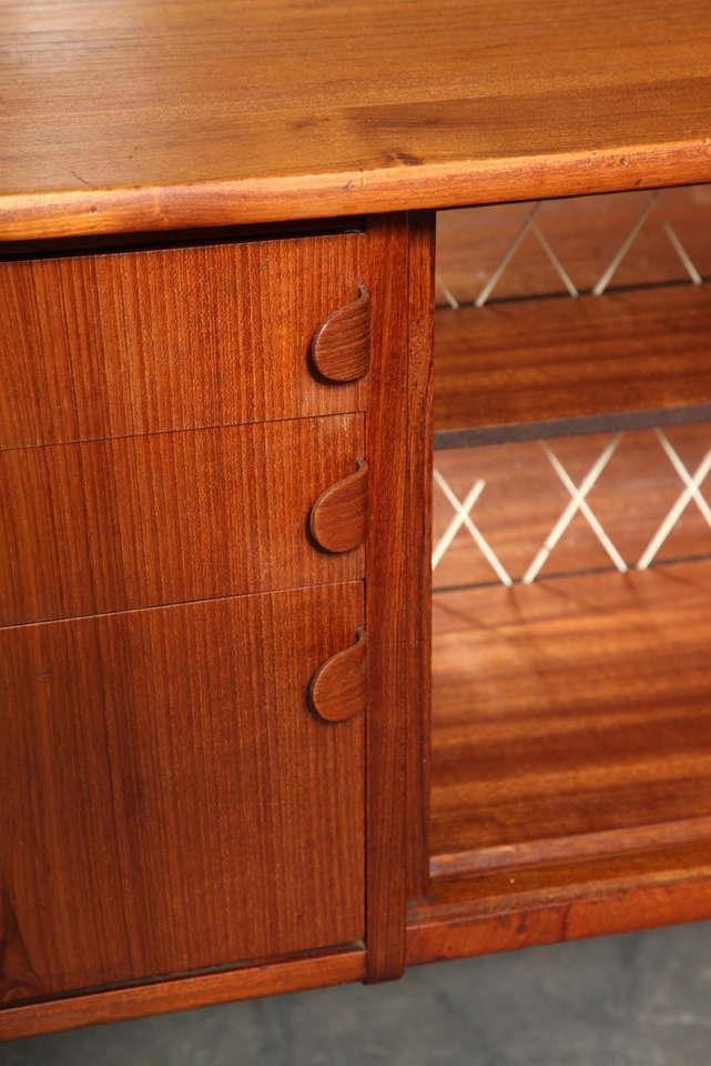 Atomic Era Danish Modern Teak 2-Sided Desk with Tambour Cabinet 4