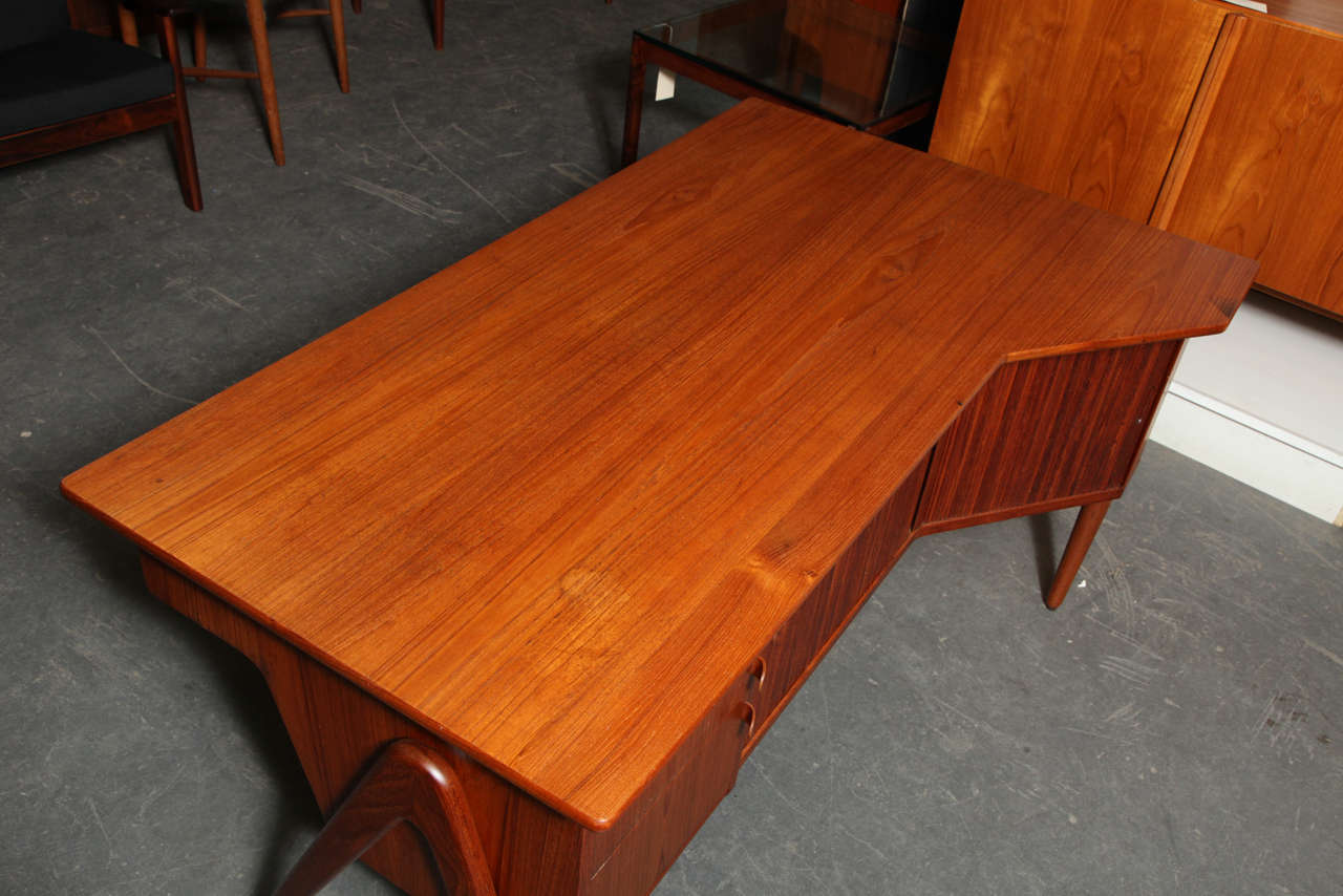 Atomic Era Danish Modern Teak 2-Sided Desk with Tambour Cabinet 5