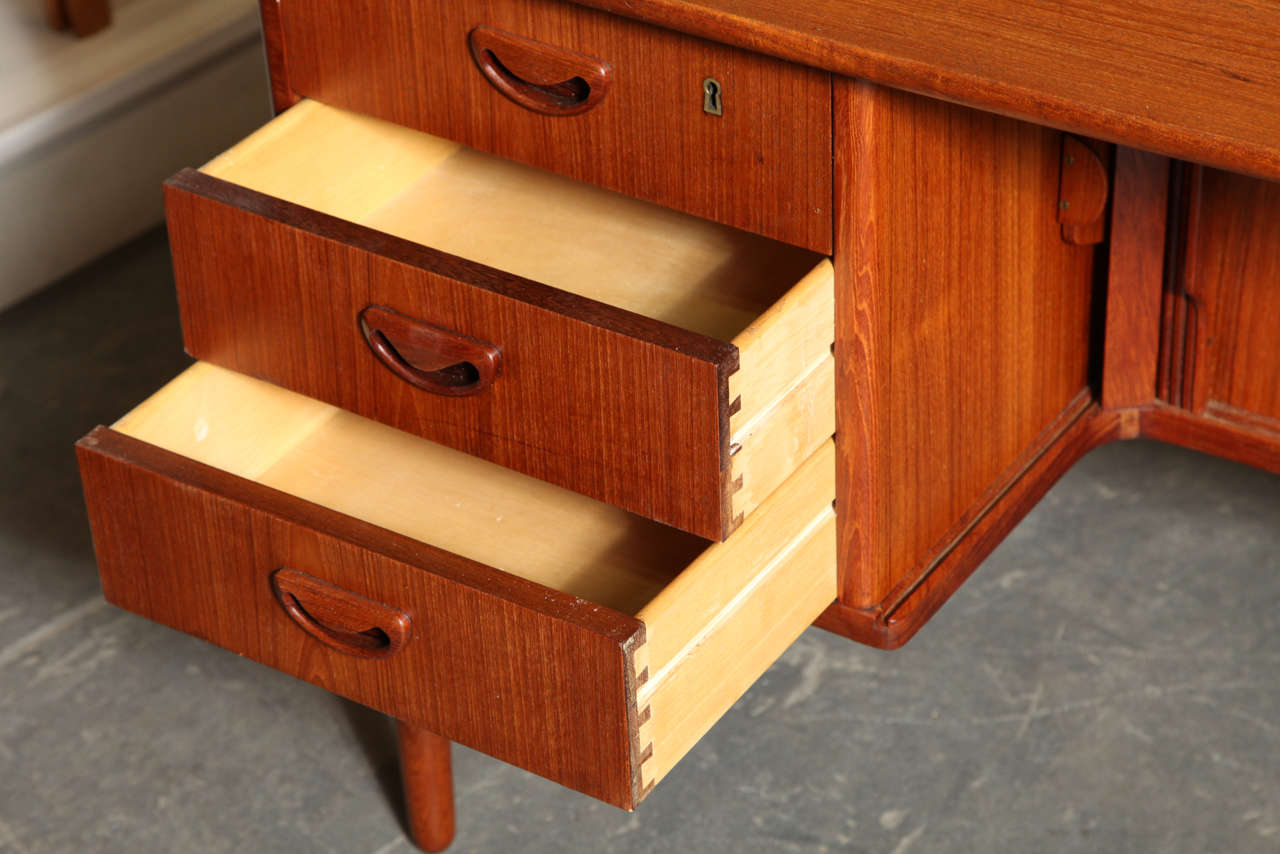 Atomic Era Danish Modern Teak 2-Sided Desk with Tambour Cabinet 6