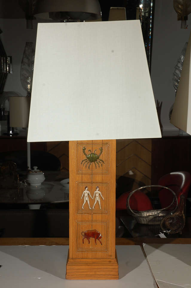 Pair of Table Lamps with Astrological Signs