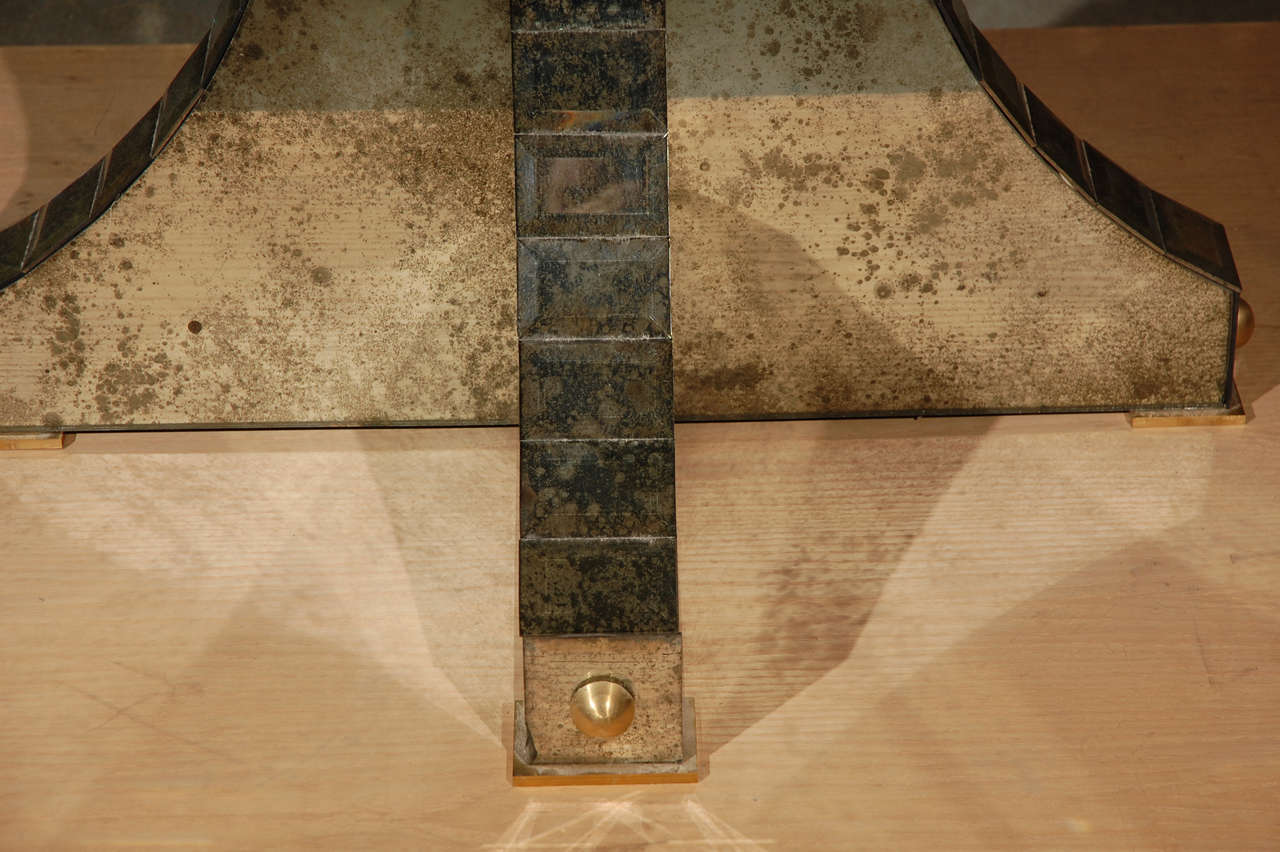 Mirrored Center Table In Distressed Condition For Sale In Los Angeles, CA