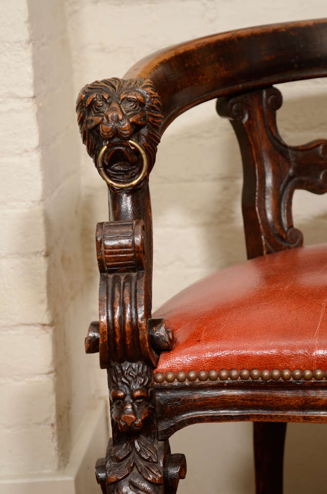 19th Century Oak Fauteuil de Bureau (Desk Chair) In Excellent Condition In Long Island City, NY