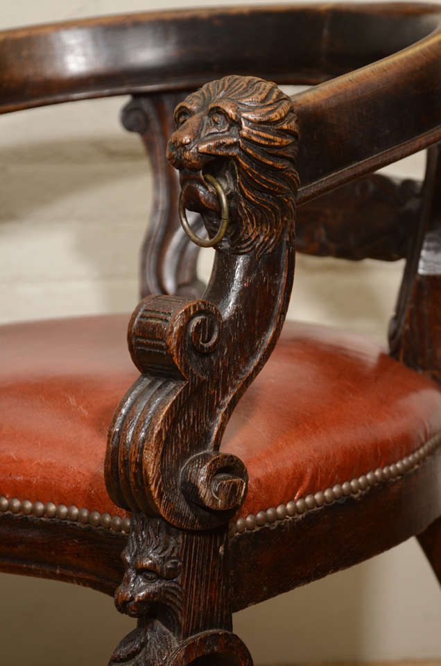 19th Century Oak Fauteuil de Bureau (Desk Chair) 1