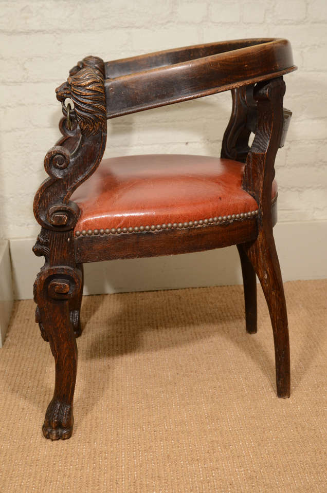 19th Century Oak Fauteuil de Bureau (Desk Chair) 3