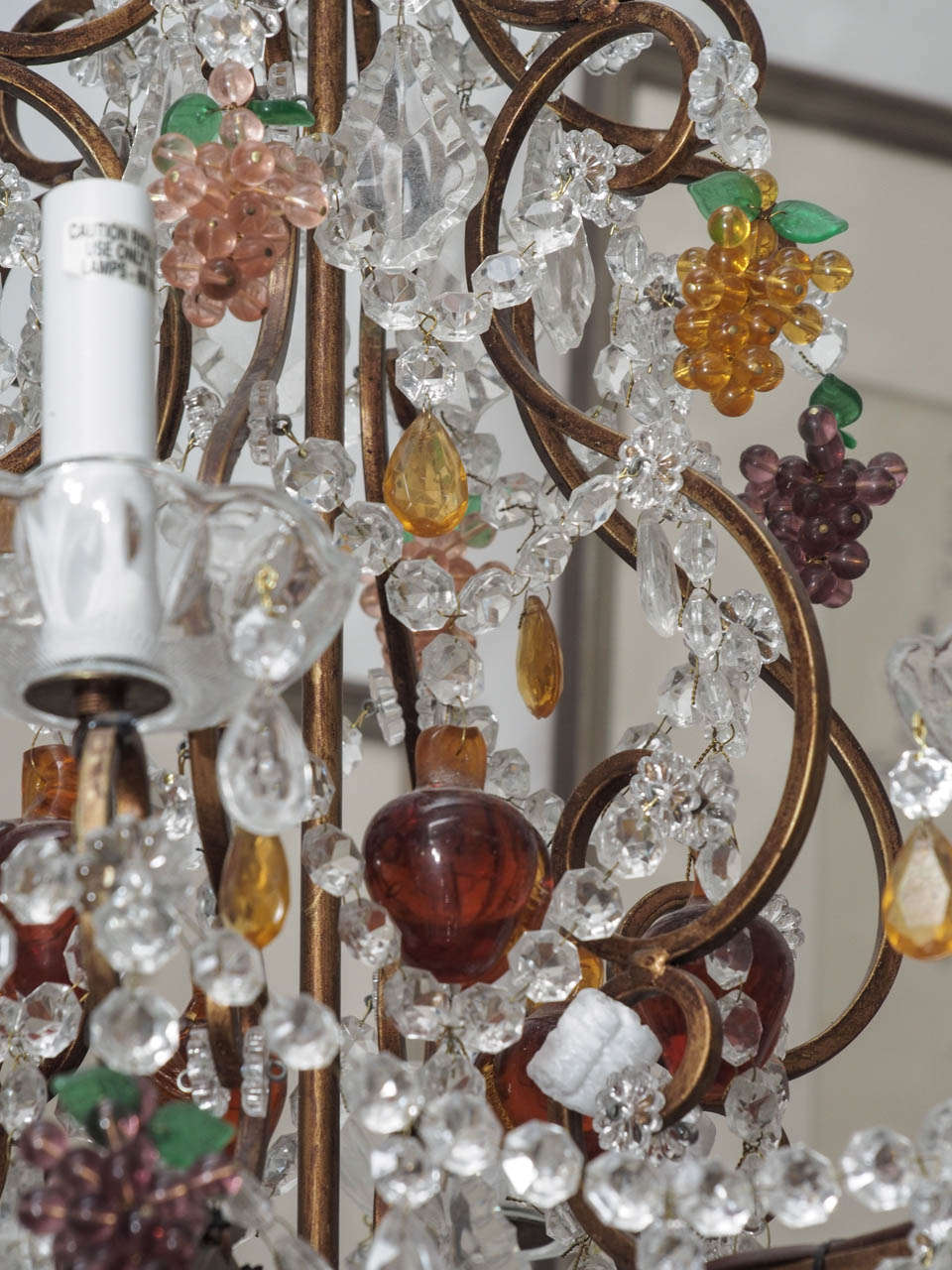 20th Century Crystal Chandelier with Grape Motif