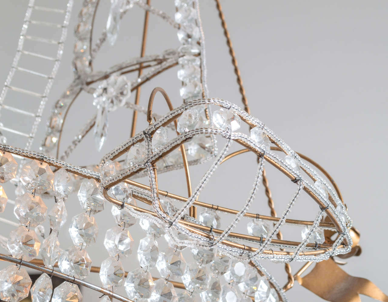 20th Century Beautiful Rare Venetian Chandelier Of A Sailboat With Hand Cut Crystals