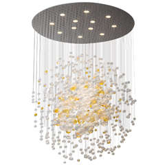 Beautiful 'Bubbles in Space' Glass Chandelier In Clear And Champagne Glass