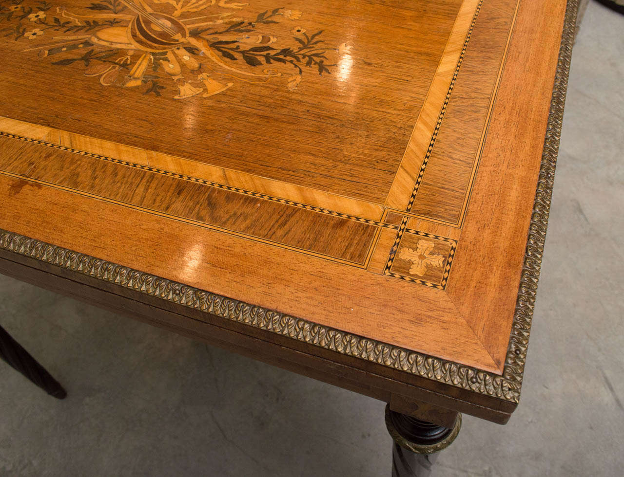 Late 19th Century French Fruitwood Card Table with Elaborate Wood Inlay 5