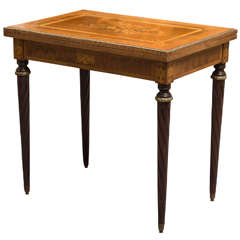 Late 19th Century French Fruitwood Card Table with Elaborate Wood Inlay