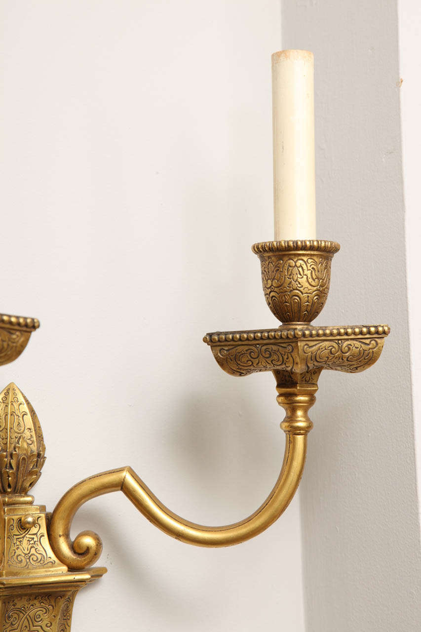 Pair of Caldwell Two Light Baroque Style Sconces In Excellent Condition In New York, NY