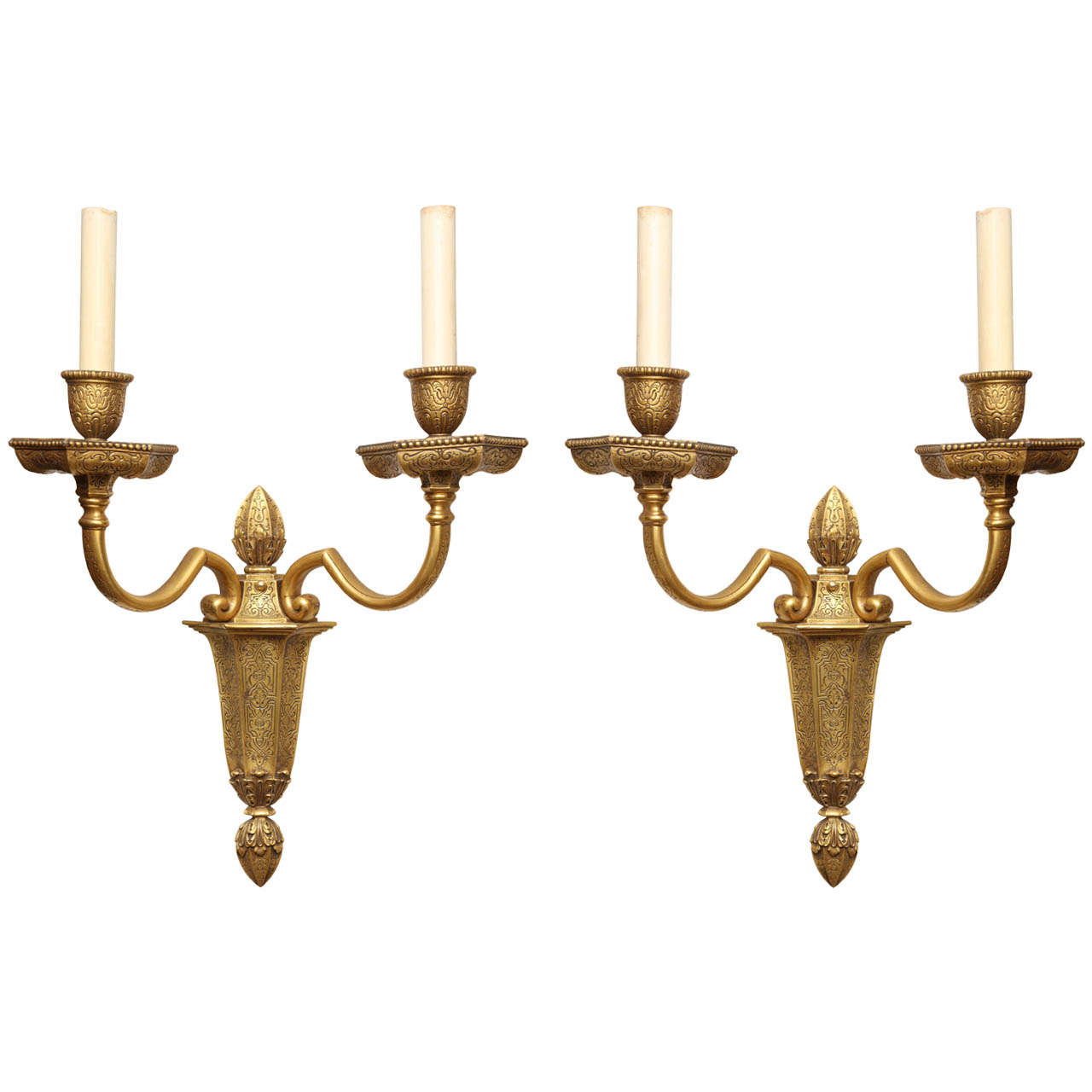 Pair of Caldwell Two Light Baroque Style Sconces