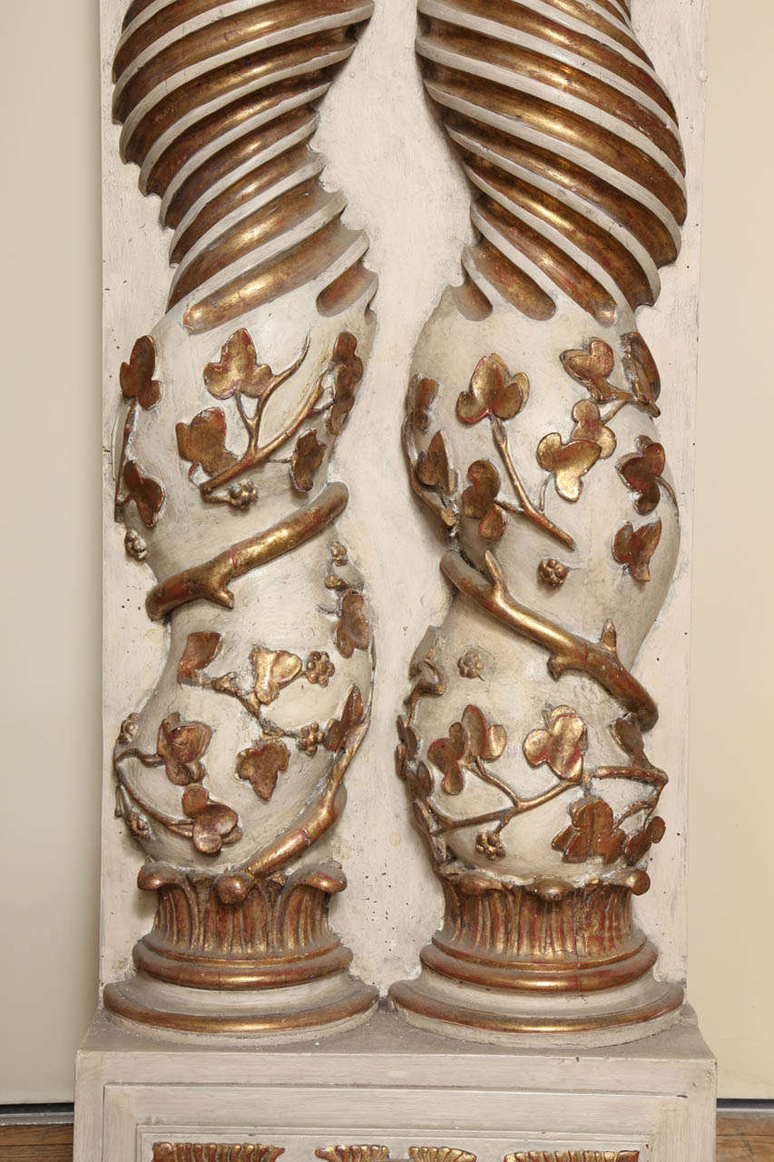 19th Century Pair of Hand-Carved Solominic Half Columns in the Manner of Bernini