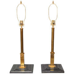 A Pair of French Jacques Adnet Style Table Lamps