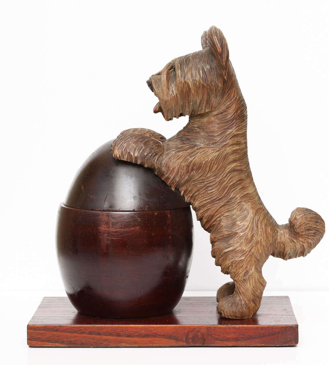 German Black Forest Hand-Carved Wooden Terrier Box