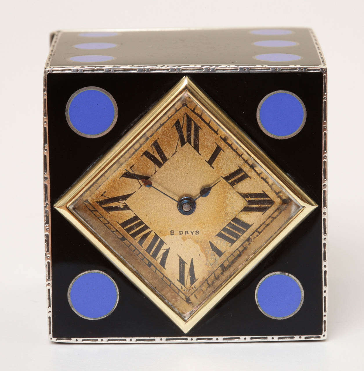 American Art Deco Enamel Clock by J.E. Caldwell For Sale