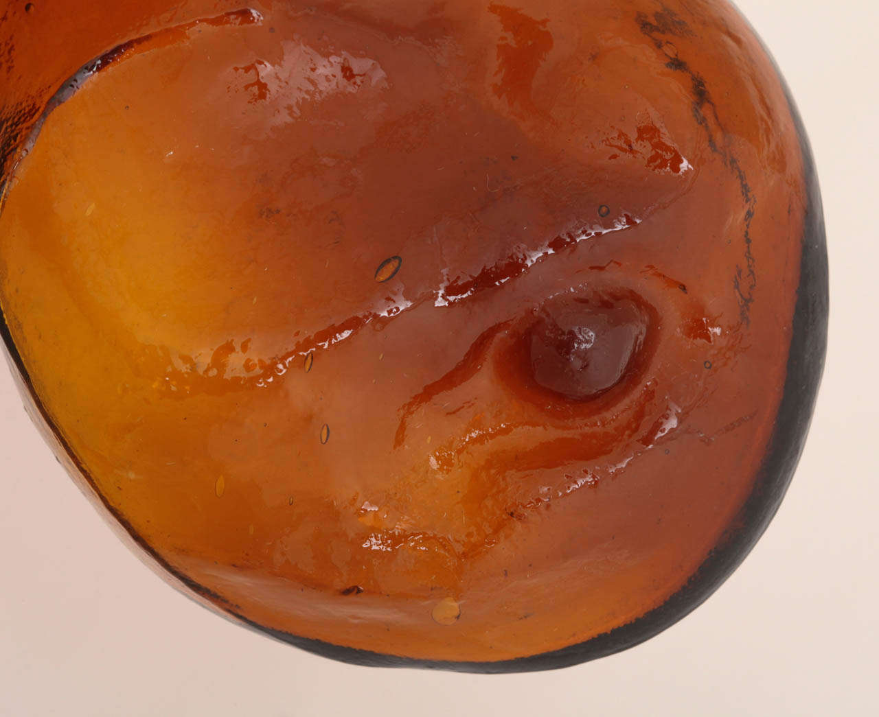 19th Century Foust Distillery Handblown Amber Glass Turkey & Ham Bone Flasks For Sale