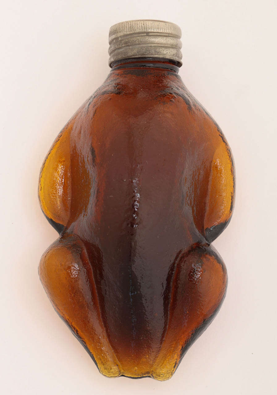 Foust Distillery Handblown Amber Glass Turkey & Ham Bone Flasks For Sale 1