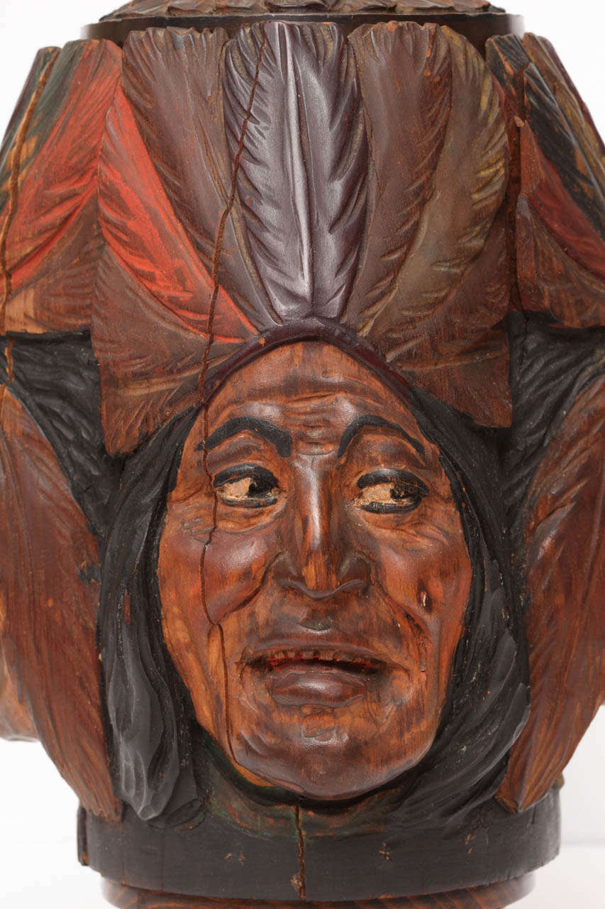 Handcarved Wooden Indian Tobacco Box For Sale at 1stDibs wooden