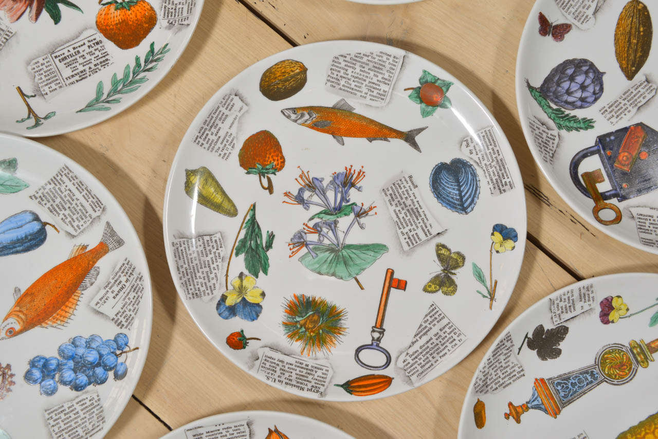 Set of Eight Fornasetti Plates In Excellent Condition In Houston, TX